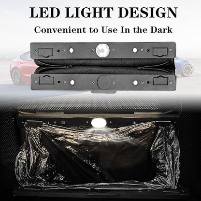 SADELOOS Universal Automotive Trash Can, Waterproof LED Light Garbage Bin Leather Garbage Can, Automotive Garbage Cans, Automotive Accessories