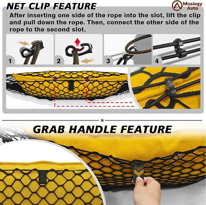 Muslogy Truck Bed Cargo Net Compatible with Nissan Frontier 2022-2025 2026 Accessories, Pickup Truck Bed Cargo Organizer Storage Net with Heavy Duty Carabiners