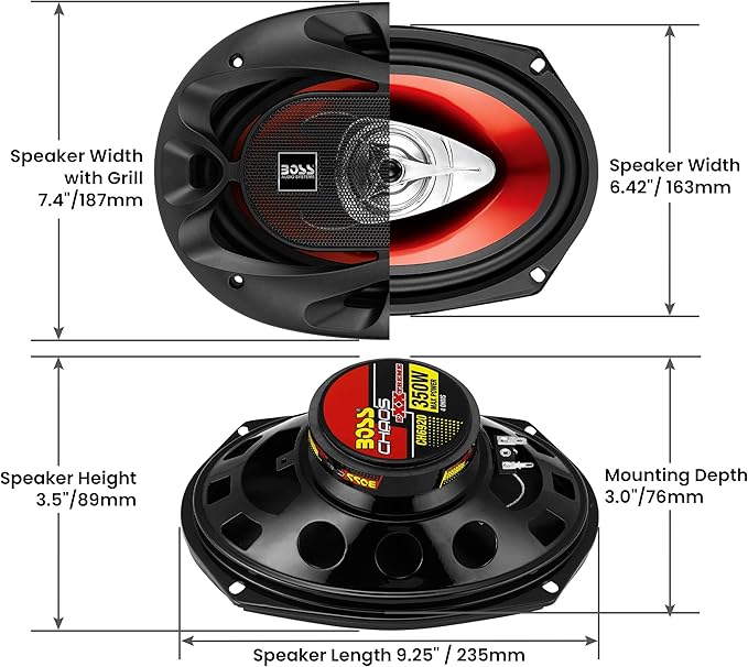 BOSS Audio Systems CH6930 Chaos Series 6 x 9 Inch Car Stereo Door Speakers - 400 Watts Max, 3 Way, Full Range Audio, Tweeters, Coaxial, Sold in Pairs