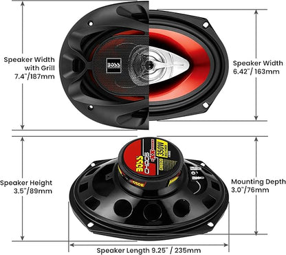 BOSS Audio Systems CH6930 Chaos Series 6 x 9 Inch Car Stereo Door Speakers - 400 Watts Max, 3 Way, Full Range Audio, Tweeters, Coaxial, Sold in Pairs