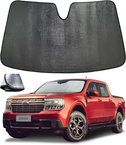 Car Windshield Sun Shade for Ford Maverick 2022-2025 2026-5-Layer Bubble Foldable Front Window Sunshade Sun Visor Accessories - Blocks Heat & UV Rays Car Cooler