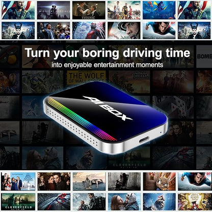 Magic AI Box, Wireless CarPlay Android Auto Adapter with Net-Flix YouTube TikTok, Built-in Play Store and Screen Mirroring, Plug and Play Video Adapter for OEM Factory Wired CarPlay Vehicles