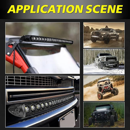 30 Inch Curved Light Bar 168W OSRAM LED Slim Single Row Light Kit w/Wiring Harness Spot Flood Combo Offroad Driving Lights Curve LED Bar for Trucks Pickup SUV UTV RZR Chevy GMC F250