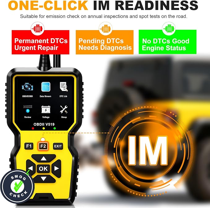 V519 OBD2 Scanner Diagnostic Tool with Reset, Quickly Diagnose Car’s Issue, Vehicle Check Engine Code Reader, I/M Readiness, Car OBDII Scan Tool for 1996 OBD2 Protocol Vehicle