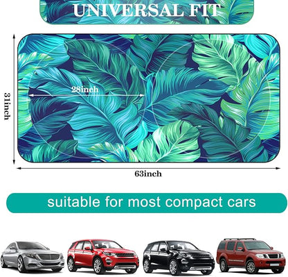 Windshield Sun Shade Foldable Car Front Window Covers for Car Accessories Sun Heat UV Rays Visor Protector Protection for Universal Cars SUV Truck(Leaf)
