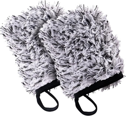 VIKING Wheel Cleaner Mitts for Car, Microfiber Wheel Cleaner for Car Detailing and Rims, Black and White, 5.5 Inch x 4.4 Inch, 2 Pack