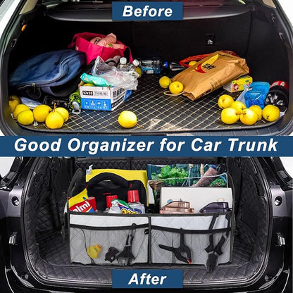 Deosk Trunk Organziers and Storage with Reinforced Handles,Car Accessories for Women/Men 50L Waterproof Polyester Trunk Organzier for Car/SUV/Minivan/Truck(Medium, Beige)
