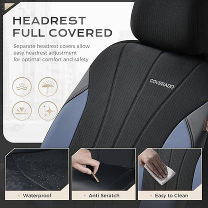 Coverado Car Seat Covers, Auto Car Seat Covers 5 Seats, Mesh Breathable Blue Seat Protectors for Car, Driver Seat Covers Universal Fit for SUV, Truck, Vans, Sedan