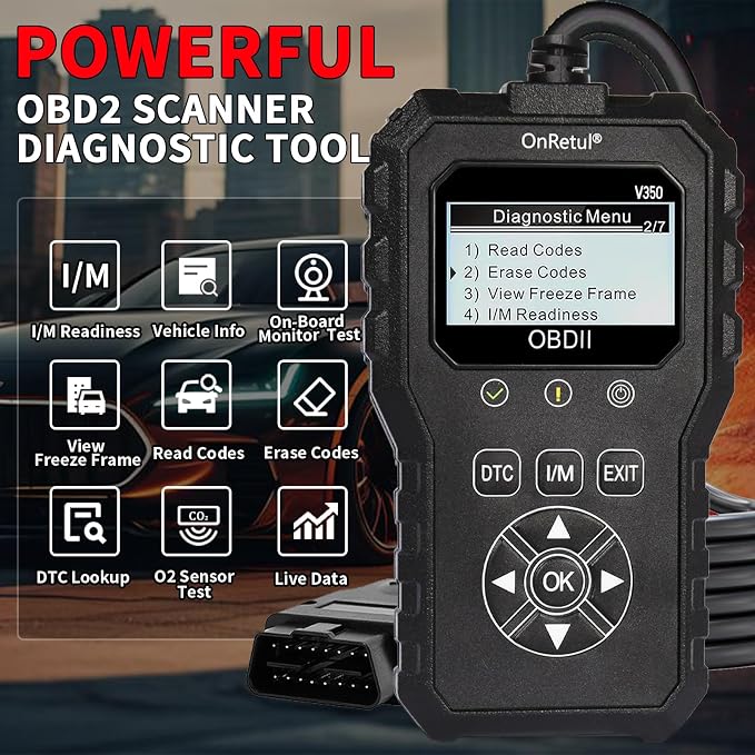 V350 OBD2 Diagnostic Diagnostic Tool Tool, Code Reader, Engine Light Diagnostic Tool, Battery Voltage Tester, for OBD2 Cars & Trucks Since 1996