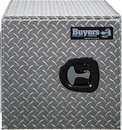 Buyers Products 1705201 Aluminum Underbody Truck Box, 18 x 18 x 18 Inch, Silver Diamond Tread Truck Tool Box W/ Locking Barn Door Closure, Made in the USA, Vehicle Tool Box for Storage & Organization