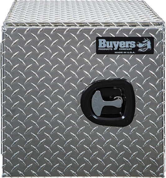 Buyers Products 1702225 Underbody Truck Tool Box with Barn Doors, 24x24x24 Inch, Diamond Tread Aluminum, Made in USA, Compression Latch, Weather Resistant, Toolbox for Flatbeds, Trailers & Work Trucks