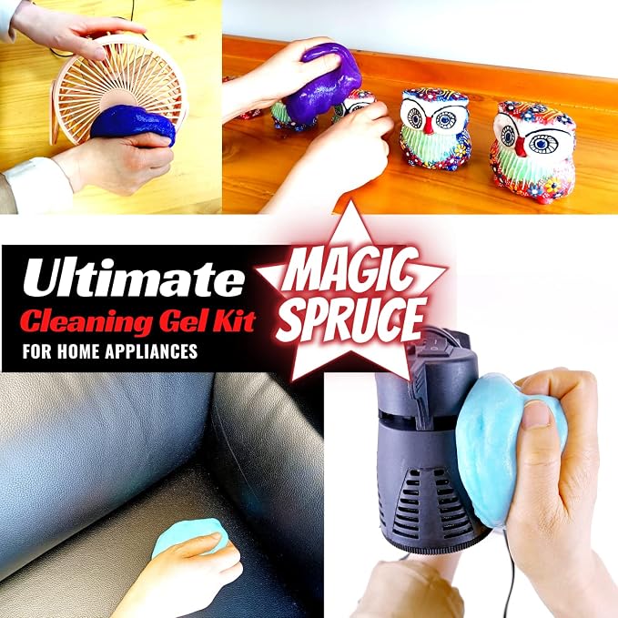 MAGIC SPRUCE Car Cleaning Gel, Reusable Auto Detailing Putty for Interior Dashboard Vents, Non-Toxic Dust Remover for Car Keys Keyboard PC Laptop, Scented Cleaning Products,Stocking Stuffers for men