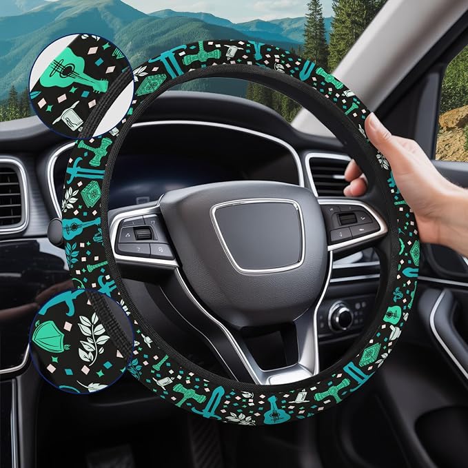 GENANY Dragon Board Game Steering Wheel Cover, Non Slip Polyester Car Wheel Protector for Car SUV Truck, Universal 15 Inch