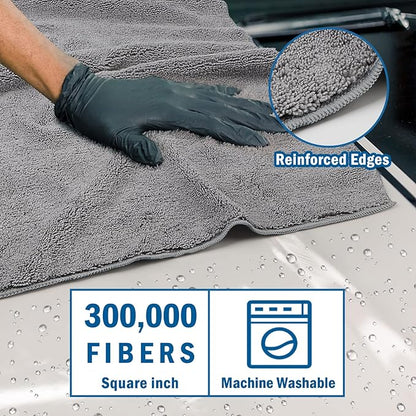 HOMEXCEL Professional Large Microfiber Car Drying Towels 2 Pack, Lint Free, Scratch Free, Highly Absorbent Drying Towel for Cars, SUVs, RVs, Trucks, and Boats,31" x 24",Grey
