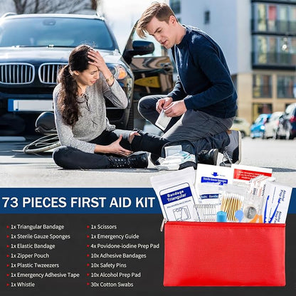 XOOL Car Roadside Emergency Kit, Car Emergency Kit with Jumper Cables, First Aid Kit, Tow Strap & Tool Set – Roadside Safety Kit for Cars, Trucks & SUVs