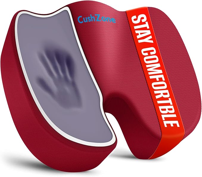 XXL Seat Cushion Office Car Seat Cushion, Memory Foam Cushion for Office Chair, Car Seat, Airplane, Bleacher Non-Slip Chair Pad (Red