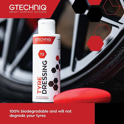 Gtechniq - Wheel Care Kit T2 Tyre Dressing for Car Tyre Shine + W6 Iron and General Fallout Remover for Cars