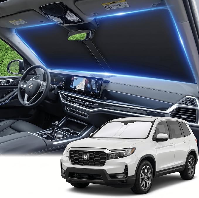 Windshield Sun Shade for Honda Passport 2019-2024 2025 Sunshade Front Window Shade Custom Fit Passport Accessories Sun Visor Foldable Shade Blocks UV Rays Accessories