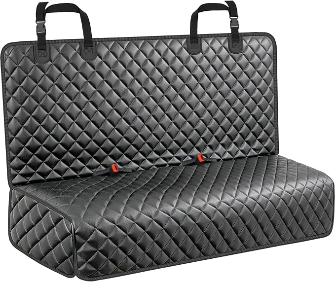 URPOWER PU Leather Dog Car Seat Cover for Back Seat, Waterproof Non-Slip Bench Seat Protector for Dogs, Easy-Clean Scratch-Resistant Pet Seat Cover for Mid-Size Cars & Mid-Size SUVs