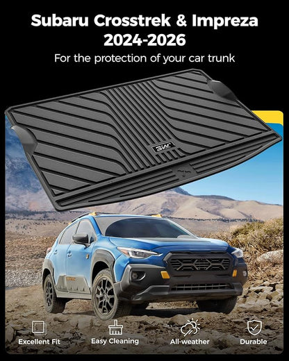 3W Cargo Liner Fit for 2024 2025 2026 Crosstrek/2024 2025 2026 Impreza, All Weather TPE Heavy Duty Trunk Liner Custom Fit for Crosstrek & Impreza Accessories (NOT for Hybrid)