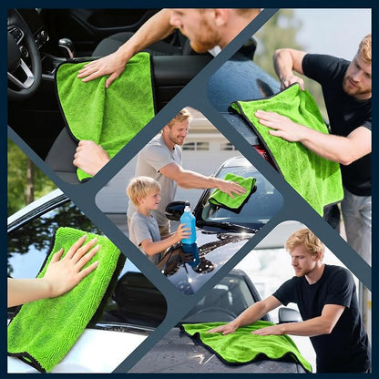 Aidoclip 4PCS Car Drying Towel Microfiber Detailing Kit - 36x24 in Car Towels Cleaning Supplies, Reusable Shammy Quick Dry Cloth for Carwash, for Auto, Boat, RV, Garage & Home (Green)