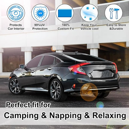 TINGLU Window Shades for Honda Civic 2016-2021 Accessories Car Side Full Windows Rear Triangular Windshield Sun Shade Sun UV Rays & Privacy Protection for Camping,Napping,and Relaxing 8PCS