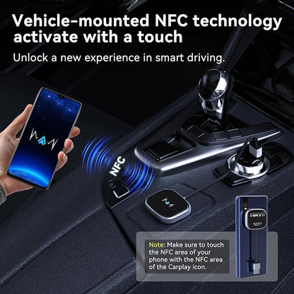 Wireless Auto Adapter, Wireless Carplay Adapter, Latest NFC Touchscreen Connectivity, Plug-and-Play for Android Devices (Android 11 and Above)