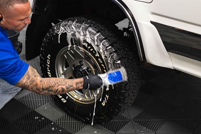 Detail Factory - ProGrip XL Tire Brush - Ergonomic ProGrip Handle - Stiff Synthetic Bristles to Cut Through Grime - Avalanche