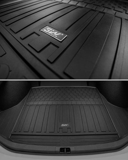 3W Floor Mats & Cargo Liner for Toyota Camry 2025 2026 (Hybrid/LE/SE/XLE/XSE), TPE All Weather Custom Fit Camry 1st & 2nd Row and Trunk Mat, Black
