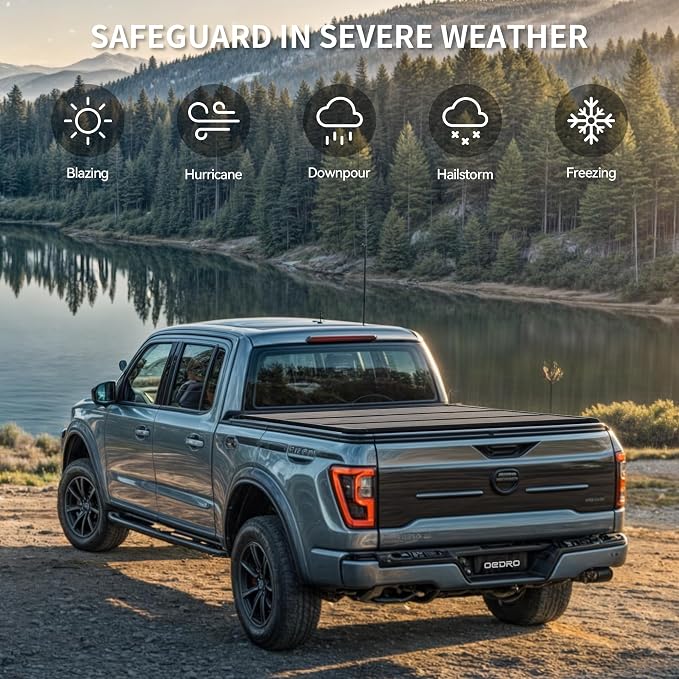 OEDRO FRP Hard Tri-fold Truck Bed Tonneau Cover Compatible with 2019-2026 Chevy Silverado 1500 / GMC Sierra 1500 New Body Style, 5.8 Feet Bed w/o Multi-Flex Tailgate