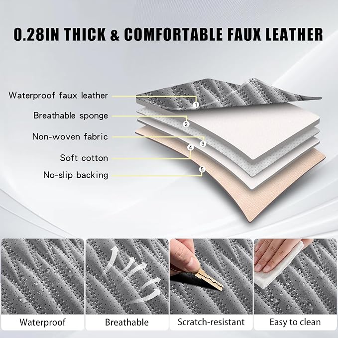 WELLDO Car Seat Covers, 5 Seats, Gray, w02 | Waterproof, Scratch-Resistant, Breathable & Easy to Clean, Universal Fit for SUV Sedan Truck, Full Set