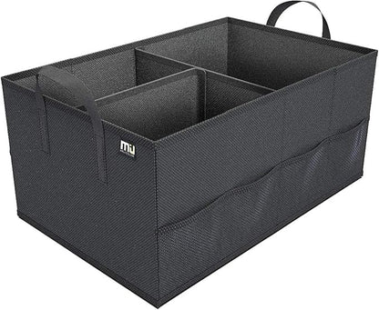 MIU COLOR Trunk Organizer for Car, Car Organizer, 8 Mesh Pockets Trunk Organizer for SUV, Non-Slip Bottom, Storage Organizer for Sedans, Van, Jeep, Grocery, 2 Compartments, Black 22"x13"x11"