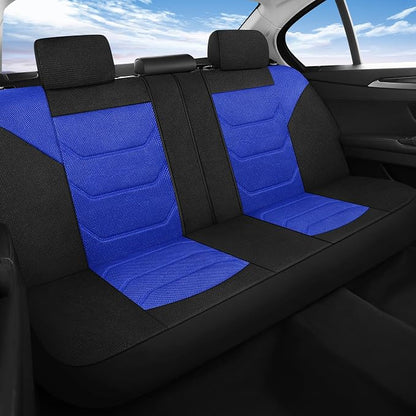 Pariiaotin 3D Air Mesh Car Seat Cover Full Set Washable and Breathable Premium Cloth Automotive Vehicle Seat Covers for Cars Interior, Universal Fit for Most Cars, Sedan, Truck, SUV(Black/Blue)
