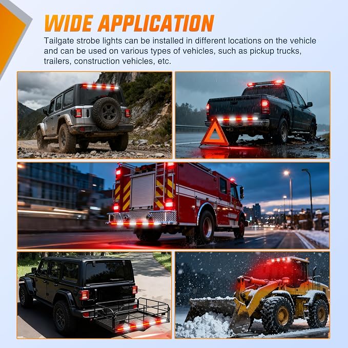 Nilight 49 Inch Emergency Strobe Light Strips with Controller, 288LED Flashing Warning Hazard Safety Rear Window Tailgate Lights for Truck Trailer Construction Plow Pickup Tow SUV Vehicles, Red White