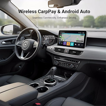 2-in-1 Wireless CarPlay Adapter 2026 for Apple iPhone & Android Auto Adapter, Plug&Play CarPlay Dongle Converter, Fast Auto-Connect,Compact Design Fast Stable Connection with USB/USB-C Port (Grey)