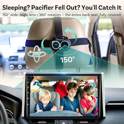 OTTOCAST Cabin Care 2-in-1 Baby Car Camera & Wireless CarPlay Adapter, 1080P Rear Seat View on Car Screen, No Extra Screen, No-Glow Night Vision, 150° Wide Angle, Easy Install, No Android Support