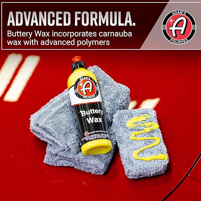 Adam's Polishes Buttery Car Wax Kit - Pure Carnauba Liquid Wax for Shine, Gloss & Paint Protection - Use on Car, Boat, RV & Motorcycle