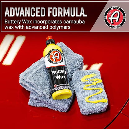 Adam's Polishes Buttery Car Wax Kit - Pure Carnauba Liquid Wax for Shine, Gloss & Paint Protection - Use on Car, Boat, RV & Motorcycle