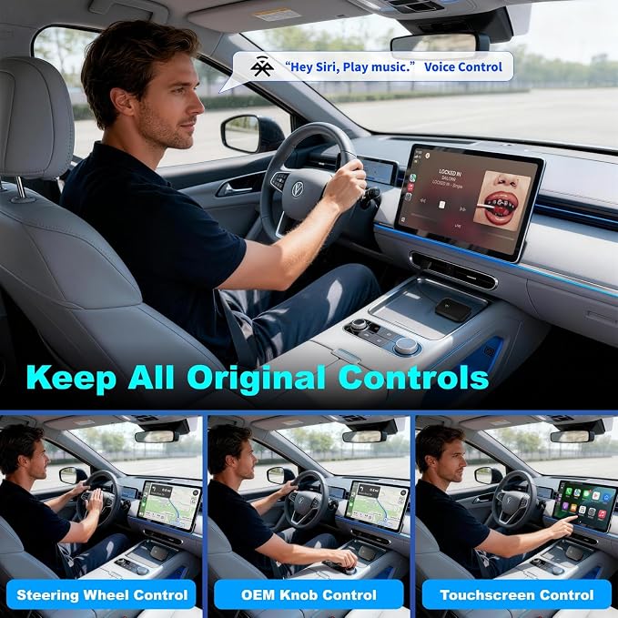 Wireless CarPlay Adapter for iPhone, Apple CarPlay Wireless Adapter USB-C, Bluetooth Connection, Auto-Switch for Multiple iPhones, Fast & Stable, iOS 10+
