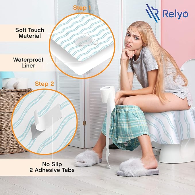 Relyo Disposable Toilet Seat Cover for Travel – 20 Pack with Covers Wrapped in Sets of 2, Non-Flushable Liners, Fits Most Seats – Kids, Toddlers, Adults (Waves, 20)