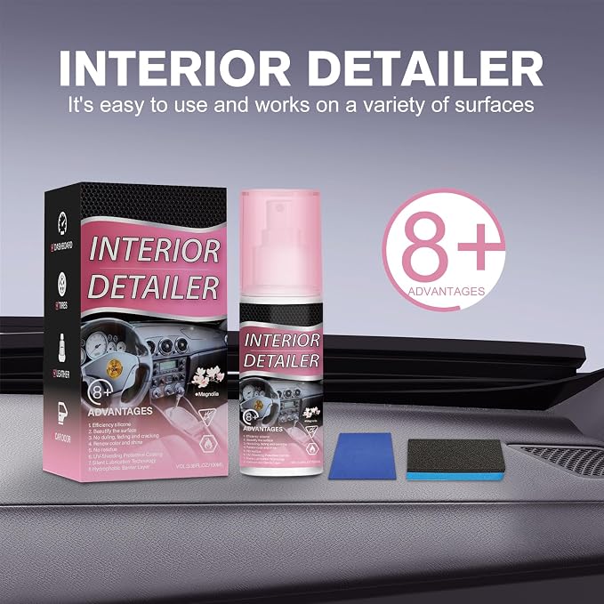 Polishing Cleaner Car Interior Detailer Spray, 2026 Upgrade Car Interior Detailer Spray for Dashboard, Leather & Vinyl with UV Protection, 2Pack(100ml x 2)