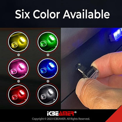 ICBEAMER Type C Adapters Atmosphere Light 1-Pack (Red) | Universal Plug-in Miniature LED Night Light for Car Interior and Trunk Ambient Lighting, Easy Installation, Energy Efficient