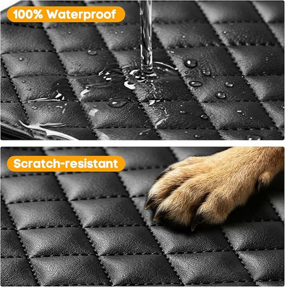 PETICON Front Seat Car Cover 2 Pack, Waterproof PU Leather Dog Car Seat Cover with Side Flaps, Nonslip Scratchproof Captain Chair Seat Cover Fits for Cars, Trucks, SUVs, Jeep