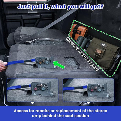 Kaishengyuan Upgraded Rear Seat Quick Release with Elastic Rope Compatible with Ford F-150 (2009+) & F-250/350 (2017+)