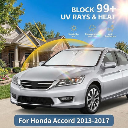 Windshield Sun Shade for Honda Accord 2013-2017 Sunshade Front Window Shade Custom Fit Accord Accessories Sun Visor Foldable Shade Blocks UV Rays Accessories
