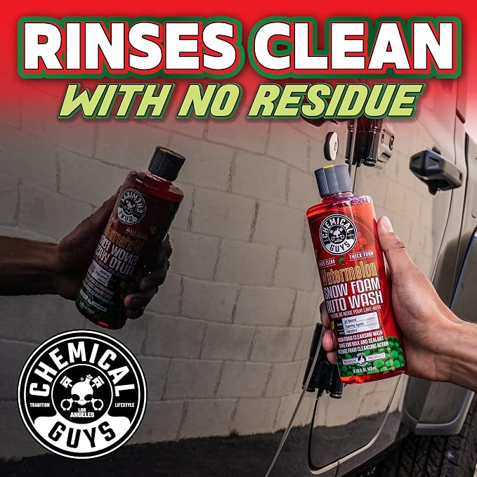 Chemical Guys CWS20816 Watermelon Snow Foam Car Wash Soap, (Works with Foam Cannons or Bucket Washes) Safe for Cars, Trucks, Motorcycles, RVs & More, 16 fl oz, Watermelon Scent