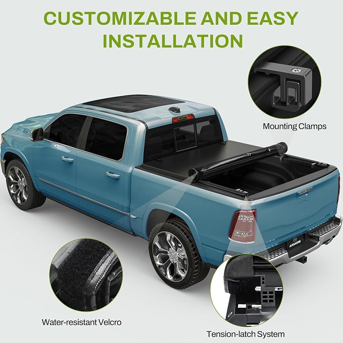 AUTOSAVER88 Soft Roll Up Truck Bed Tonneau Cover Compatible with 2016-2023 Toyota Tacoma (Excl. Trail Edition) 5ft Bed with Deck Rail System