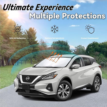 Windshield Sun Shade for Nissan Murano 2015-2024, Car Front Window Sunshade with 240T Sun Visor Protector Blocks UV Rays Heat Sun Shield Accessories