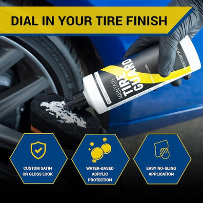 Maintain Tire Guard Side Wall Coating - Long Lasting Water-Based Acrylic Tire Shine Protectant for High-Gloss Finish, Durable Car Wheel Care Gel Repels Dirt and Water, No Sling - 16oz