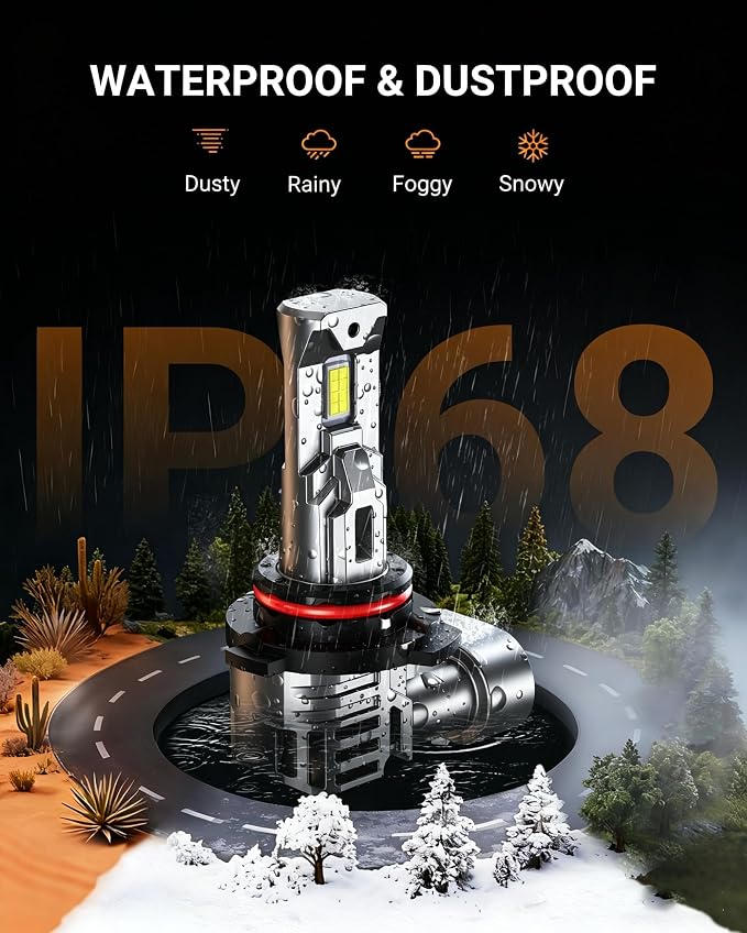 SEALIGHT 9005 9006 Bulbs Combo S1 Pro, 80000LM Super Bright Cool White, 9005 9006 Combo Bulbs, 1:1 Size, 60000Hrs Long Service Life with Cooling Fan, Pack of 4